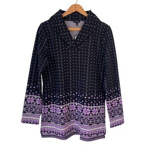 Talbots Fair Isle Jacquard Shawl Collar Tunic Size Medium NWT